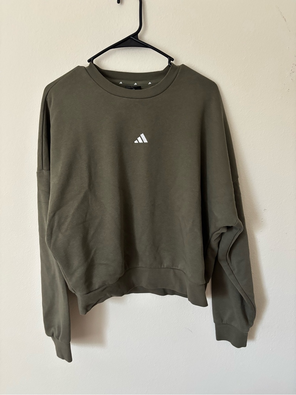 adidas Olive Crewneck Sweatshirt with White Logo